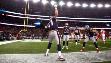 Rob Gronkowski anotó dos touchdowns y ya es el tight end con más anotaciones en la historia de la postemporada.