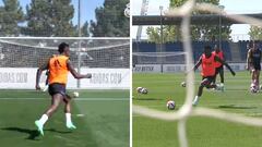 Vinicius ha encontrado una nueva técnica para chutar y en los entrenamientos, le funciona