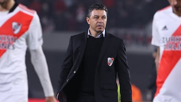 AME1818. BUENOS AIRES (ARGENTINA), 06/07/2022.- Marcelo Gallardo, director técnico de River reacciona al final del partido hoy, en un partido de la Copa Libertadores entre River Plate y Vélez, en el estadio Monumental en Buenos Aires (Argentina). EFE/ Juan Ignacio Roncoroni
