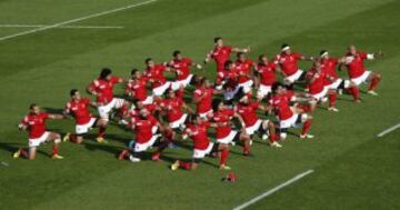 Sipi Tau de Tonga antes de su partido.