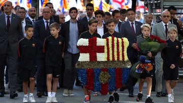 La comitiva blaugrana, en la Diada.