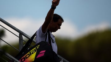 Rafa Nadal, tras el entrenamiento de este viernes en Roma.