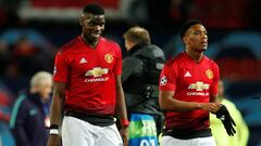 Pogba y Martial, en el partido de Champions ante el Barcelona.