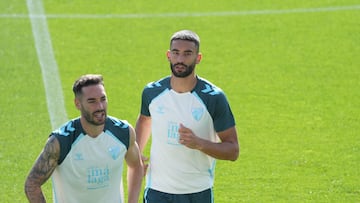 Einar Galilea, durante un entrenamiento del Málaga.
