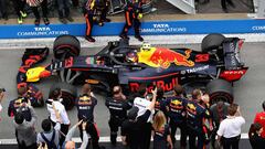MONTREAL, QC - JUNE 10: Third place finisher Max Verstappen of Netherlands and Red Bull Racing pulls into parc ferme during the Canadian Formula One Grand Prix at Circuit Gilles Villeneuve on June 10, 2018 in Montreal, Canada.   Mark Thompson/Getty Images/AFP
 == FOR NEWSPAPERS, INTERNET, TELCOS &amp; TELEVISION USE ONLY ==