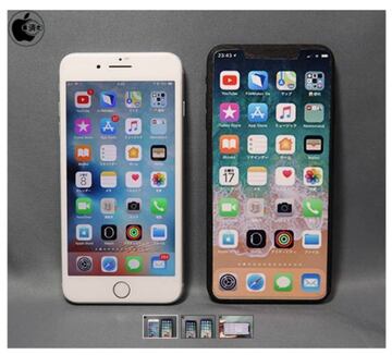 A la izquierda el iPhone 8 Plus actual, a la derecha el supuesto iPhone X Plus 2018 de 6,5 pulgadas