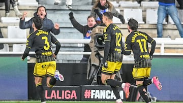 Partido de Liga Hypermotion entre el Burgos CF y el Real Zaragoza celebrado en el estadio de ‘El Plantío’, Burgos.
Gol de S. Bakis del Zaragoza
21–12-2025 RICARDO ORDÓÑEZ