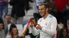 Bale, tras celebrar uno de sus goles al Celta.