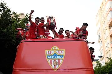 A la afición de la UD Almería se la conoce de dos formas distintas. Por un lado, rojiblancos, ya que son los colores del equipo, presentes tanto en el escudo como en la equipación. Por otro lado, indálicos. El origen de este apodo es el Indalo, una figura rupestre del Neolítico tardío o Edad del Cobre, que representa una persona con los brazos extendidos y un arco en sus manos. Esta pintura se encuentra en la cueva de los Letreros, situada en el municipio Vélez-Blanco y declarada Patrimonio de la Humanidad. Tan representativo es el Indalo, que el escudo de Almería lo tiene en su parte superior.