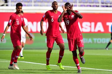 El jugador de Qatar Almoez Ali celebra uno de sus cuatro goles. 