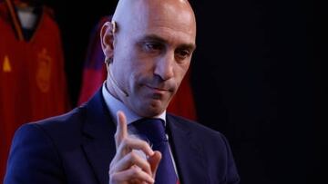 MADRID, SPAIN - FEBRUARY 14: Luis Rubiales attends during the Desayunos Deportivos Europa Press for Luis Rubiales, President of the RFEF, celebrated at Castellana 81 on February 14, 2023, in Madrid, Spain. (Photo by Oscar J. Barroso / AFP7 via Getty Images)