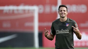 Arias, en un entrenamiento con el Atl&eacute;tico.