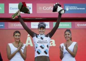 Alexis Gougeard celebra su victoria de etapa.