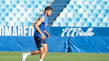 Sinan Bakis, durante el entrenamiento de ayer del Real Zaragoza.