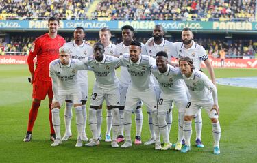 Once titular del Real Madrid: Courtois; Militao, Rüdiger, Alaba, Mendy; Tchouameni, Kroos, Modric; Valverde, Vinicius y Benzema.