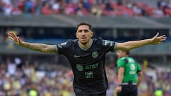 Diego Valdés celebra su gol 2-0 de America durante el partido America vs Toluca, correspondiente a la jornada 11 del Torneo Clausura Grita Mexico C22 de la Liga BBVA MX, en el Estadio Azteca, el 20 de Marzo de 2022.