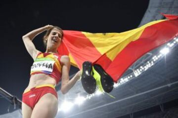 La saltadora c¨¢ntabra consigui¨® con un salto de 1,97 metros la medalla de oro en salto de altura.