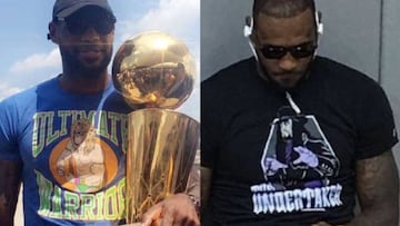 LeBron James con la camiseta del Último Guerro y la del Enterrador.