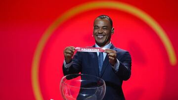 DOHA, QATAR - APRIL 1: FIFA Legend Cafu draws Argentina during the FIFA World Cup Qatar 2022 Final Draw at Doha Exhibition and Convention Center on April 1, 2022 in Doha, Qatar. (Photo by Stephen McCarthy -  FIFA / FIFA via Getty Images)