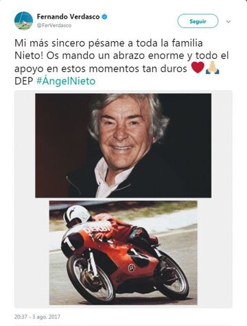 Los mensajes de despedida a Ángel Nieto en las redes