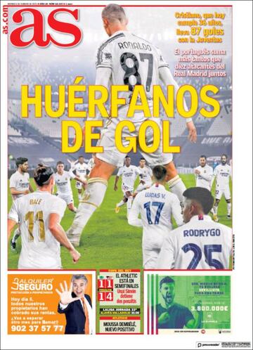 "Huérfanos de gol"... las portadas deportivas de hoy