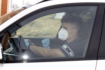 Bustinza jugador del Leganés llegando a las instalaciones deportivas de Butarque para la realización de los test covid-19