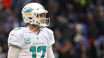 BALTIMORE, MD - DECEMBER 4: Quarterback Ryan Tannehill #17 of the Miami Dolphins looks on against the Baltimore Ravens in the fourth quarter at M&amp;T Bank Stadium on December 4, 2016 in Baltimore, Maryland. (Photo by Rob Carr/Getty Images)