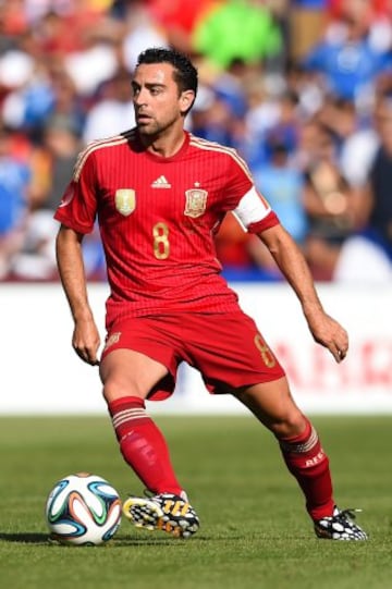 Xavi como capitán de la Selección Española en uno de sus últimos partido con 'La Roja'.