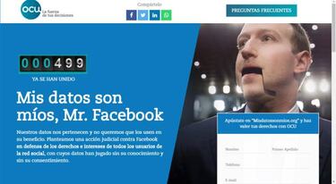 La OCU demanda a Facebook y pide que cada usuario español reciba 200€