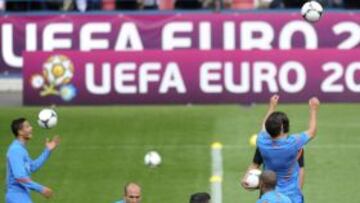 Varios jugadores holandeses durante el entrenamiento del pasado miércoles.