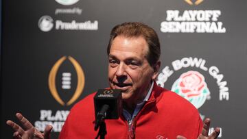 Alabama Crimson Tide head coach Nick Saban during Rose Bowl media day.