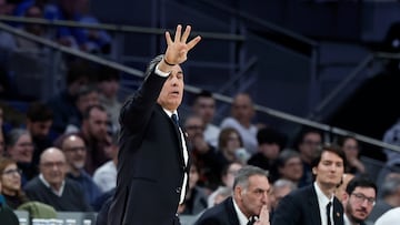 Sergio Scariolo, entrenador del Real Madrid, durante el partido ante el AS Mónaco de la jornada 24 de la Euroliga.