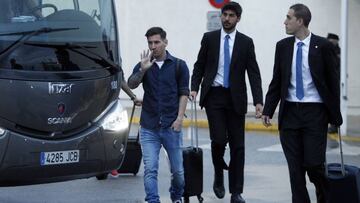 Messi, tras aterrizar en Granada.