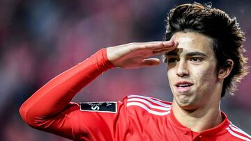 Joao Felix celebra su segundo gol al Marítimo