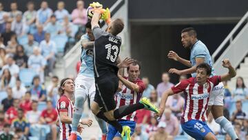 Filipe, Oblak, Godín y Savic, en Balaídos.