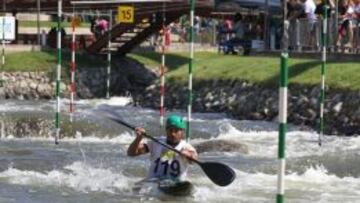Joan Crespo durante la manga celebrada hoy en la Copa del Mundo de Slalom Olímpico la SEU 2014.