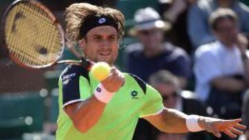 David Ferrer devuelve una bola.