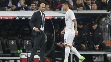 Zidane watches as James goes off.