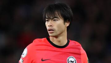 LIVERPOOL, ENGLAND - JANUARY 03: Kaoru Mitoma of Brighton and Hove Albion during the Premier League match between Everton FC and Brighton & Hove Albion at Goodison Park on January 03, 2023 in Liverpool, England. (Photo by Jan Kruger/Getty Images)