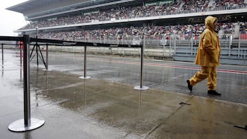 01/05/07 ENTRENAMIENTOS DE FORMULA 1 EN EL CIRCUITO DE CATALUNYA MONTMELO LA LLUVIA CAYO FUERTEMENTE SOBRE EL CIRCUITO