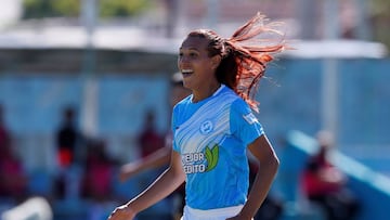 Soccer Football - Womens Primera Division - Villa San Carlos v Lanus - Estadio Genacio Salice, Berisso, Buenos Aires, Argentina - December 7, 2020  Villa San Carlos&#039; Mara Gomez celebrates a goal scored by Emilia Braga  REUTERS/Agustin Marcarian