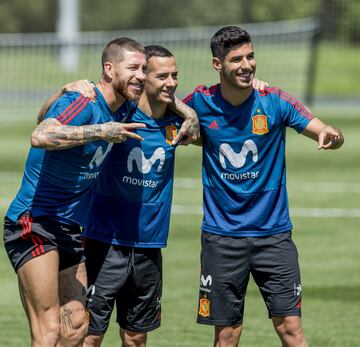 Sergio Ramos, Lucas Vázquez y Asensio. 