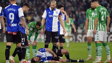 Rubén Duarte se lesionó ante el Real Betis.
