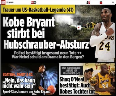 Los medios se vuelcan por la muerte de Kobe Bryant