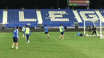 Entrenamiento del Leganés en Butarque después del partido contra el Athletic.
