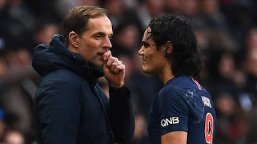 Tuchel y Cavani hablan antes de que el uruguayo tuviera que ser sustituido ante el Girondins 