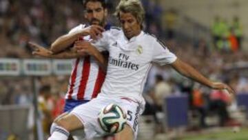 Coentrao, durante la vuelta de la Supercopa en el Caldaerón.
