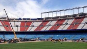 El Atlético trabaja a destajo para recuperar el césped