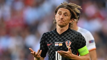 Soccer Football - Euro 2020 - Round of 16 - Croatia v Spain - Parken Stadium, Copenhagen, Denmark - June 28, 2021 Croatia's Luka Modric reacts Pool via REUTERS/Stuart Franklin
