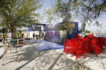 Ya están preparadas las Fan zones del Sevilla y Barça